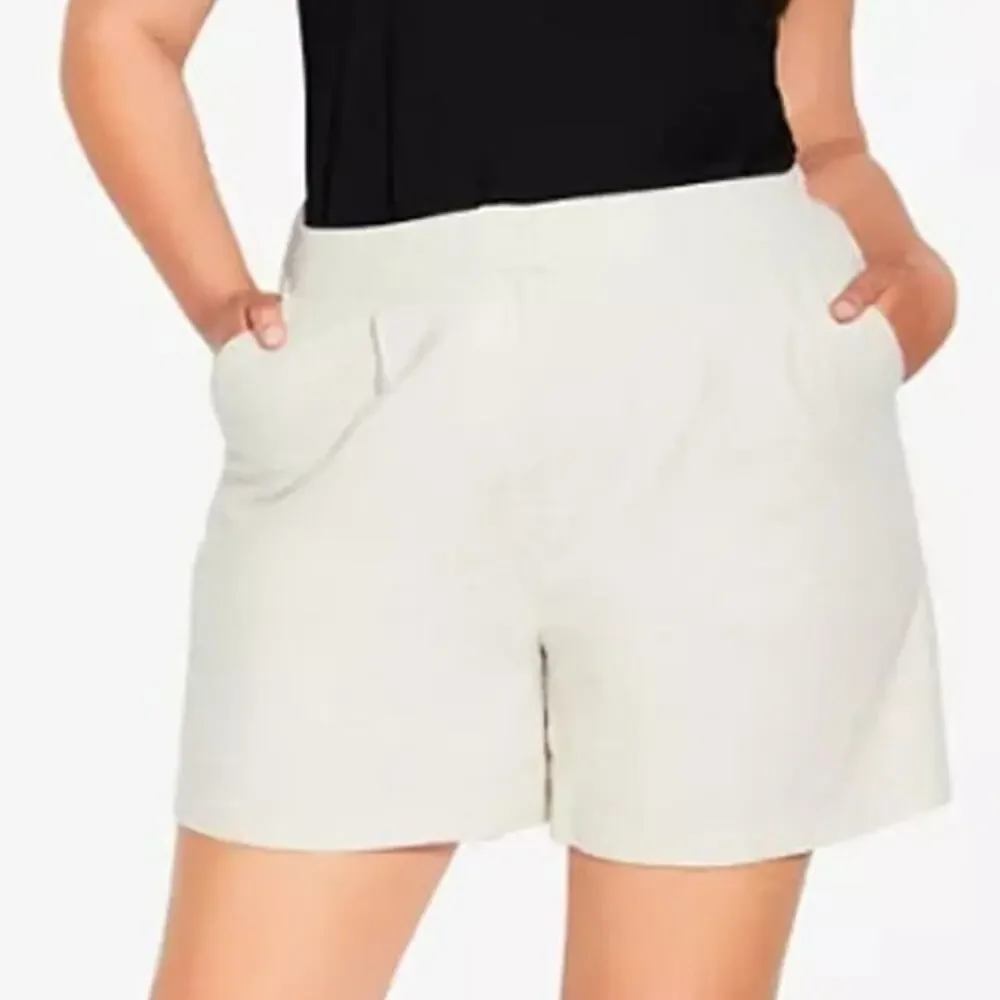 City Chic Sicilian Beige Linen Cotton Pocket Shorts Womens Trendy Plus Size 18 - Picture 12 of 13